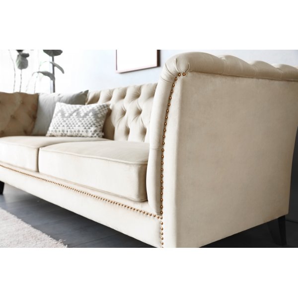Soffa 3-sits Chesterfield beige - Milton Soffa 3-sits Chesterfield beige - Milton