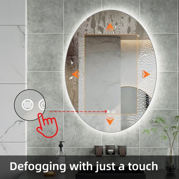 Peili - Arezzo | Soikea | LED-valaistus, himmennettävä ja huurtumaton Peili - Arezzo | Soikea | LED-valaistus, himmennettävä ja huurtumaton