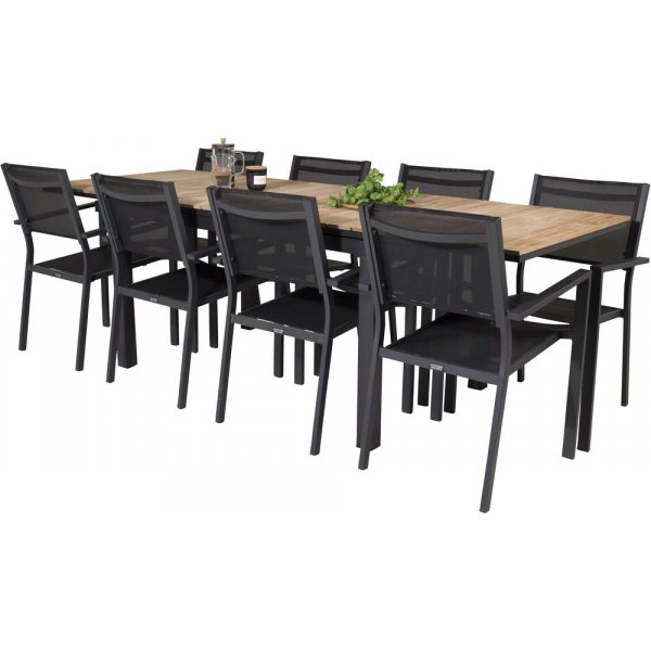 Maglehem Matgrupp (160x90) - Svart/Natur - 8 Stolar Maglehem Matgrupp (160x90) - Svart/Natur - 8 Stolar