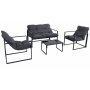 1 Lounge-Set mit Sesseln und Couchtisch, Schwarz/Grau - Kreta