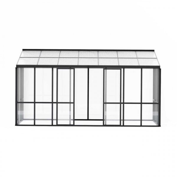 Uterum mot v�gg svart aluminium och glas med skjutd�rrar - 14 m�