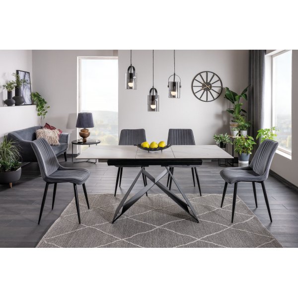 Westin matbord 120-160 cm - Vit/svart