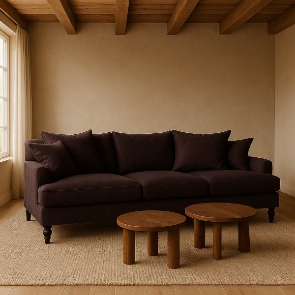 Soffa Dalton 225 cm - M�rkbrun l�derimitation