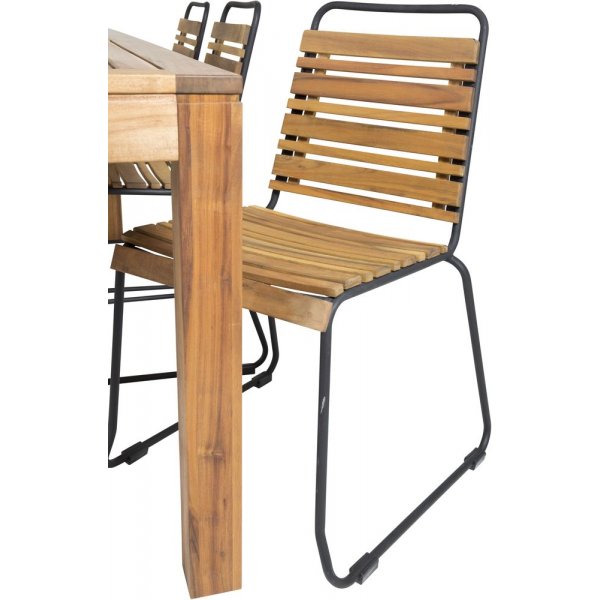 Lekvall Matgrupp (200x90) - Svart/Natur - 6 Stolar