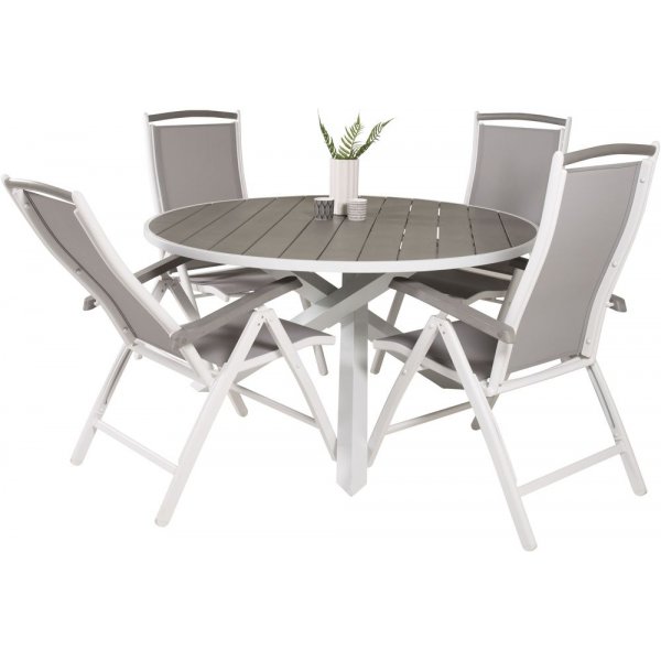 Ebbarp Matgrupp (ø140) - Vit/Grå - 4 Stolar Ebbarp Matgrupp (ø140) - Vit/Grå - 4 Stolar