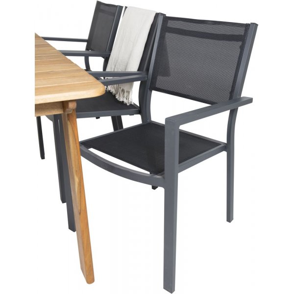 Malmby Matgrupp (180x90) - Svart/Natur - 6 Stolar