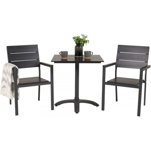 Garnviken Matgrupp (70x70) - Svart - 2 Stolar