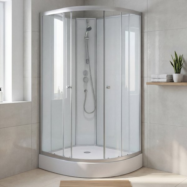 Duschkabin 90�90x210 cm | Vit glas & massagejets | Vel�r