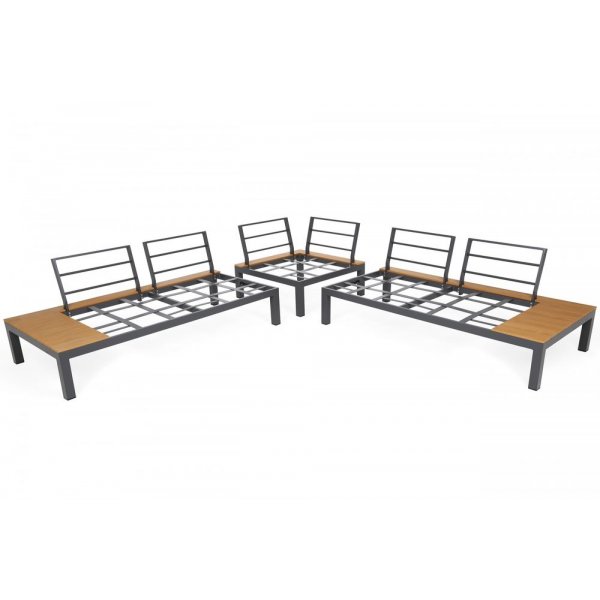 H�rnsoffa Burgos med bord - Gr�/ljusgr�