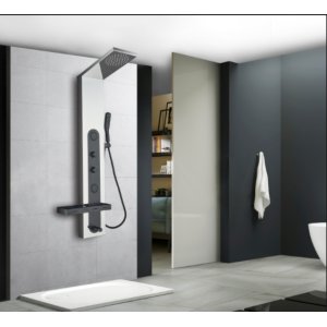 Duschpanel Amanda  svart och spegelblank rostfritt stl