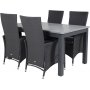 Ekens Matgrupp (152x90) - Svart/Gr - 4 Stolar