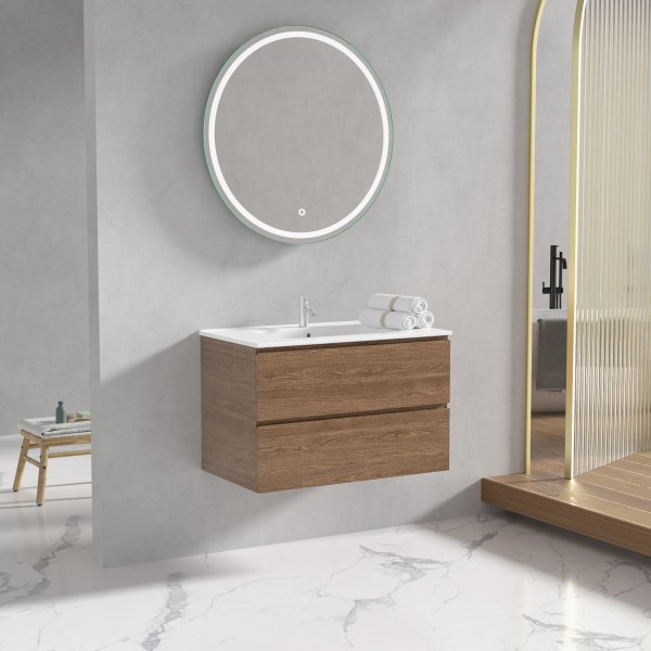 Kylpyhuonekalusteet Milan 80 cm - pähkinä + WC-paperin pidike Kylpyhuonekalusteet Milan 80 cm - pähkinä + WC-paperin pidike