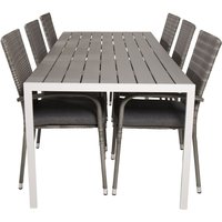 Ervalla Matgrupp (205x90) - Grå/Vit - 6 Stolar Ervalla Matgrupp (205x90) - Grå/Vit - 6 Stolar