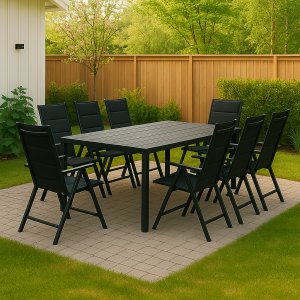 Utematgrupp – Las Vegas & Asta | Svart aluminum | 6 st positionsstolar Utematgrupp – Las Vegas & Asta | Svart aluminum | 6 st positionsstolar