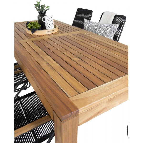 Lekvall Matgrupp (200x90) - Svart/Natur - 6 Stolar