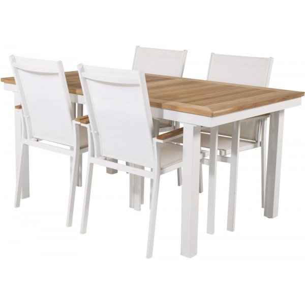 Dotorp Matgrupp (160x90) - Vit/Natur - 4 Stolar