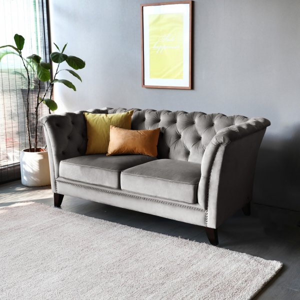 Soffa 2-sits chesterfield grå - Henry Soffa 2-sits chesterfield grå - Henry