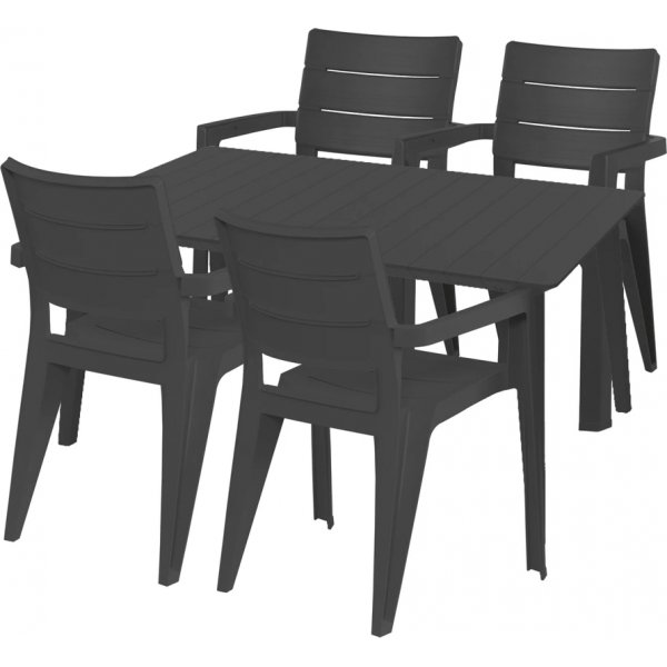 Plastmbelgrupp Anegada Graphite - 4 stolar