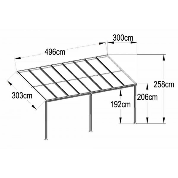 Terrasseoverdækning Jim - Hvid - 300 x 495 cm Terrasseoverdækning Jim - Hvid - 300 x 495 cm