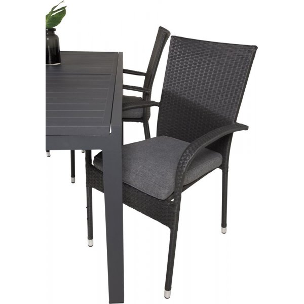 Holma Matgrupp (160x100) - Svart - 4 Stolar