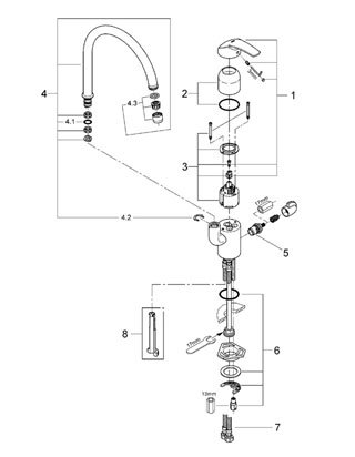Grohe Diskl�dsblandare ettgrepp, DN 15 Eurosmart 33490
