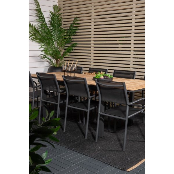 Maglehem Matgrupp (160x90) - Svart/Natur - 8 Stolar