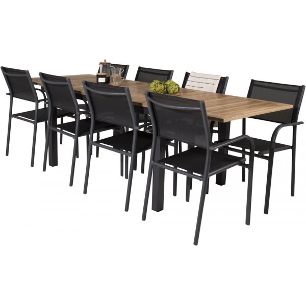 Dotorp Matgrupp (160x90) - Svart/Natur - 8 Stolar Dotorp Matgrupp (160x90) - Svart/Natur - 8 Stolar