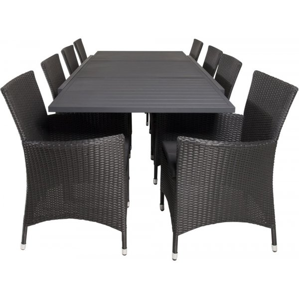 Holma Matgrupp (160x100) - Svart - 8 Stolar
