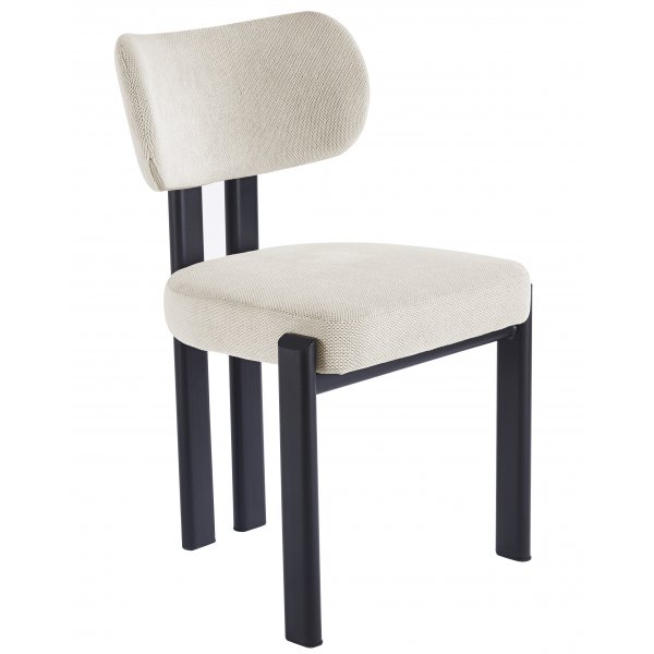 Callum matstol i beige tyg med svarta ben Callum matstol i beige tyg med svarta ben