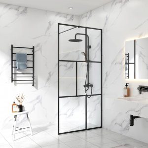 Duschv&auml;gg 100&times;200 cm &ndash; svart spr&ouml;js & 6 mm s&auml;kerhetsglas