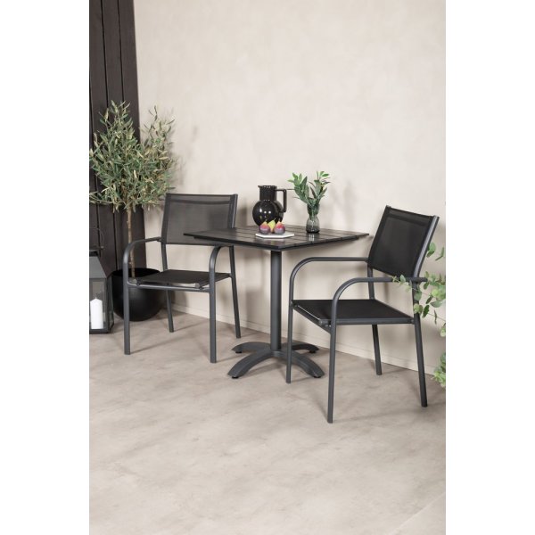 Garnviken Matgrupp (70x70) - Svart - 2 Stolar