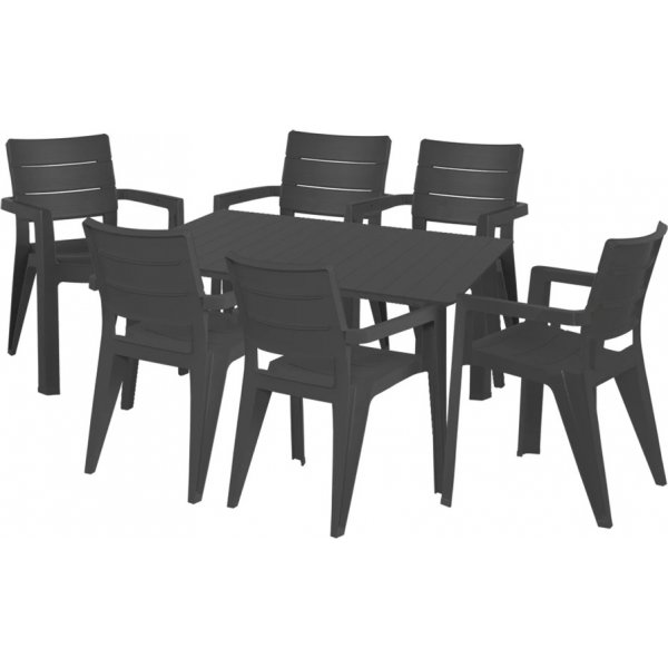 Plastmbelgrupp Anegada Graphite - 6 Stolar