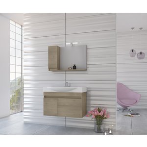 Läs mer om Badrumsmöbler Senso 85 - Träfärgat med spegelskåp - Badrumspaket, Badrumsmöbler