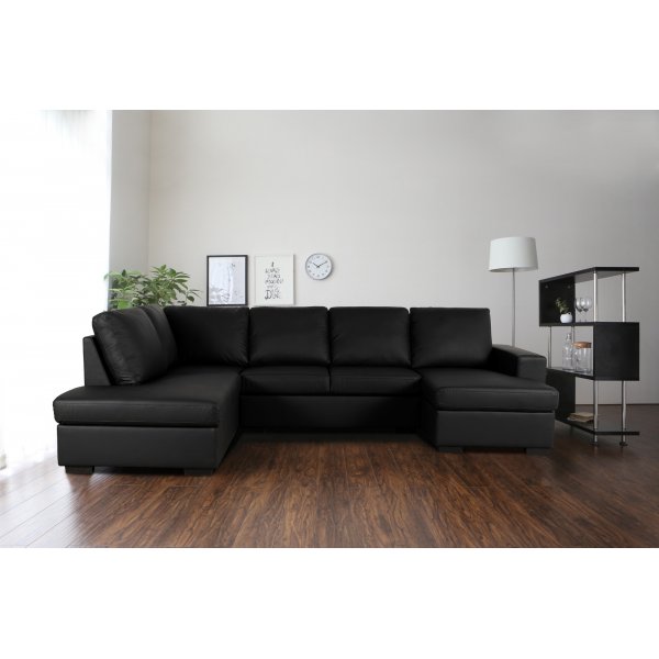 Solna U-sofa i sort PU A3D Solna U-sofa i sort PU A3D