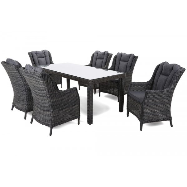 Matgrupp Bristol 180 cm - grå/grå, inkl. 6 stolar Matgrupp Bristol 180 cm - grå/grå, inkl. 6 stolar
