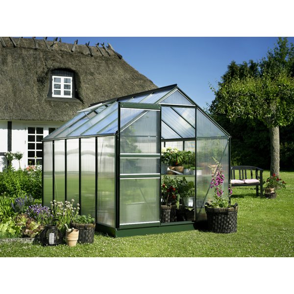 Växthus Popular 6,2 m² - Svart med härdat glas Växthus Popular 6,2 m² - Svart med härdat glas