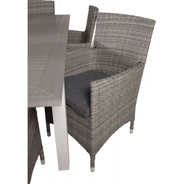 Eken�s Matgrupp (160x90) - Gr�/Vit - 6 Stolar