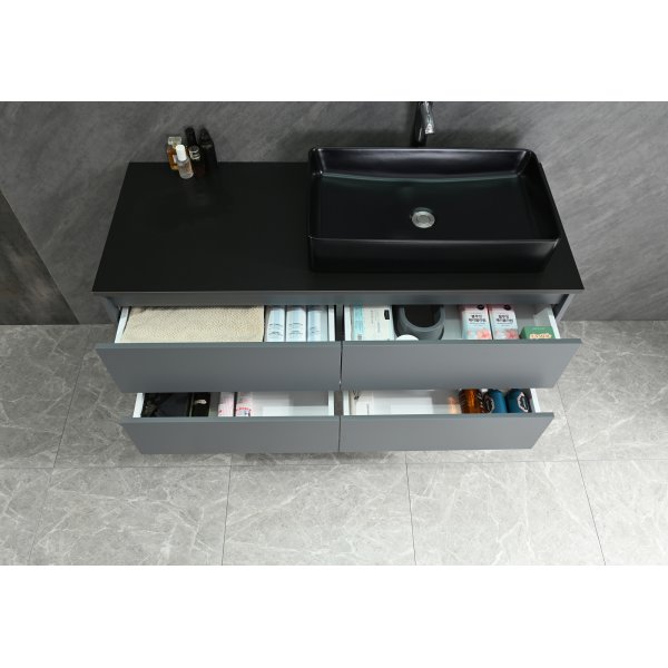 Kylpyhuonekalusteet Allaskaappi - Harmaa ja musta + 2.00 x Kylpyhuoneen koukku Kylpyhuonekalusteet Allaskaappi - Harmaa ja musta + 2.00 x Kylpyhuoneen koukku