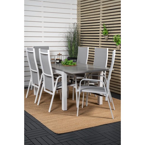 Ekenäs Matgrupp (160x90) - Vit/Grå - 6 Stolar Ekenäs Matgrupp (160x90) - Vit/Grå - 6 Stolar