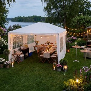 Partytält 3×6 m med väggar | Vit Partytält 3×6 m med väggar | Vit