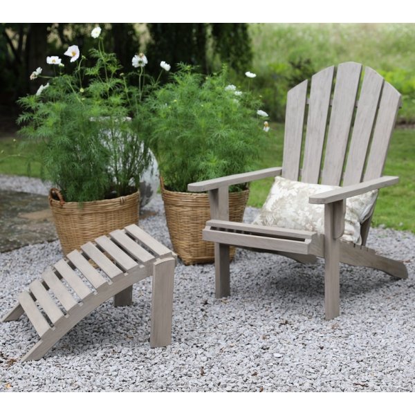 Saltö däckstol med fotpall - Grå teak Saltö däckstol med fotpall - Grå teak