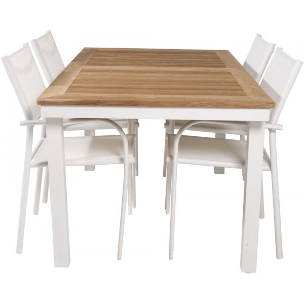 Dotorp Matgrupp (160x90) - Vit/Natur - 4 Stolar