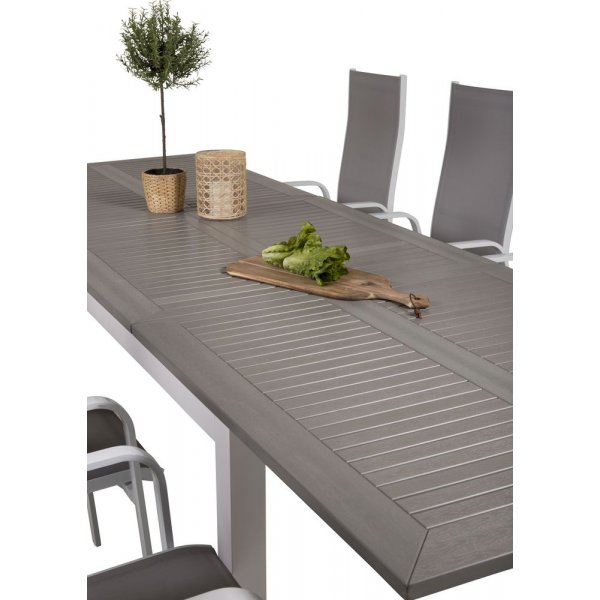 Ekens Matgrupp (224x100) - Vit/Gr - 8 Stolar