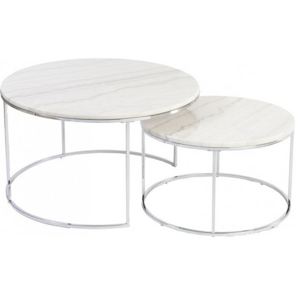 Lormont satsbord i marmor �80/60 cm - Ljus marmor/krom