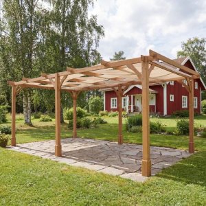 Pergola trä 6x3 m furu mörkbrun altan trädgård Pergola trä 6x3 m furu mörkbrun altan trädgård