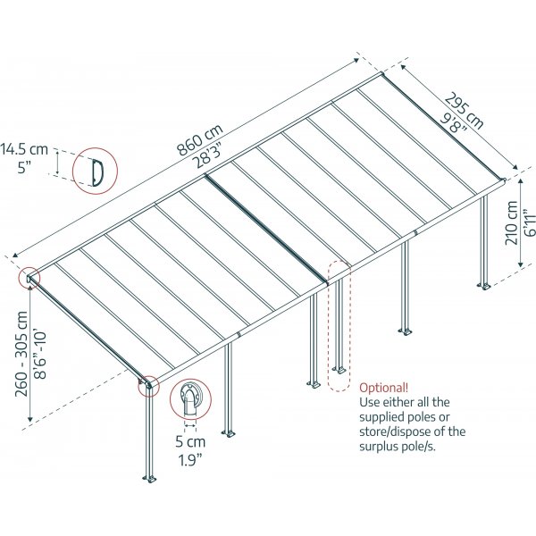 Canopia Olympia Altantak i Aluminium 3 x 8,5 - Mörkgrå/klarglas Canopia Olympia Altantak i Aluminium 3 x 8,5 - Mörkgrå/klarglas