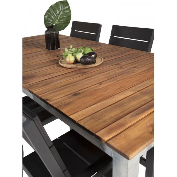 Salstad Matgrupp (200x100)  Svart/Natur - 6 Stolar