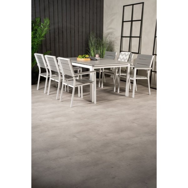 Pr�ssebo Matgrupp (160x100) - Vit/Gr� - 6 Stolar