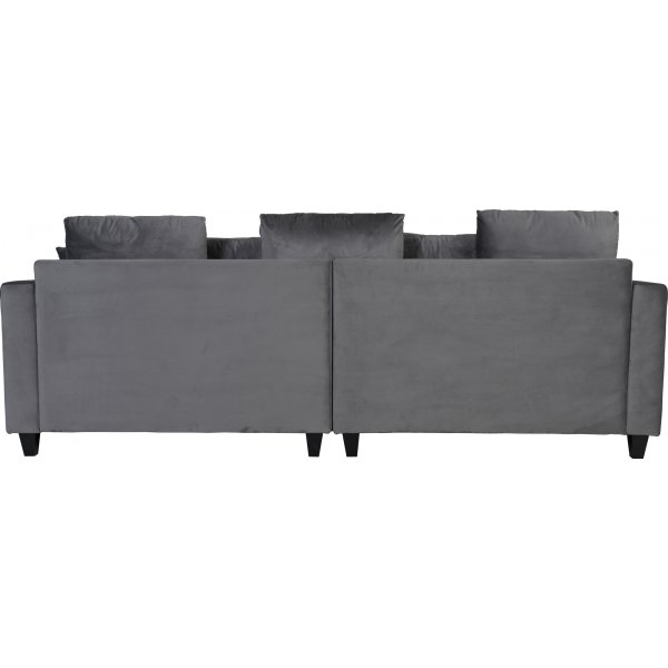 Sofa 250 cm bred mørkegrå fløjl 114 cm dyb Sofa 250 cm bred mørkegrå fløjl 114 cm dyb