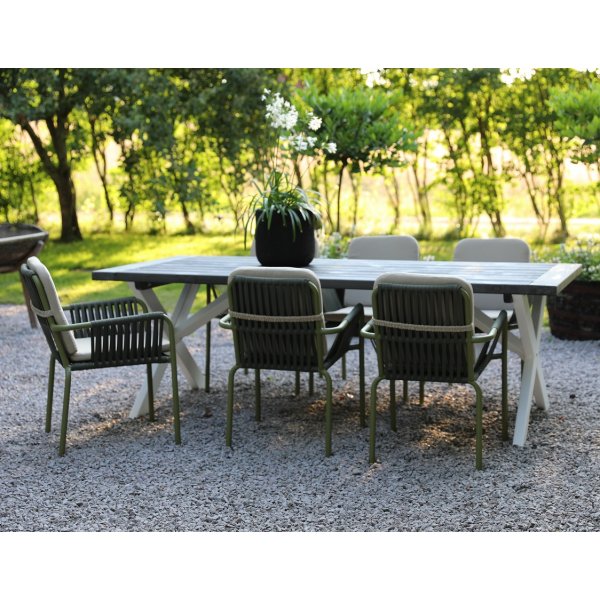 Oxford - Gartenmöbelgruppe 220 cm Grau/Grün + Reinigungsspray für Gartenmöbel Oxford - Gartenmöbelgruppe 220 cm Grau/Grün + Reinigungsspray für Gartenmöbel